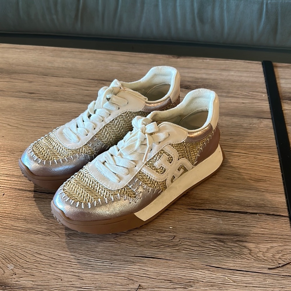 Stylish Sam Edelman Women's Gold and Brown Sneakers